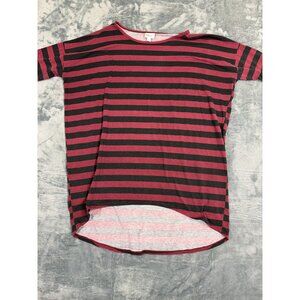 LuLaRoe Womens Stripe Short Sleeve Top Size Large Black/Red